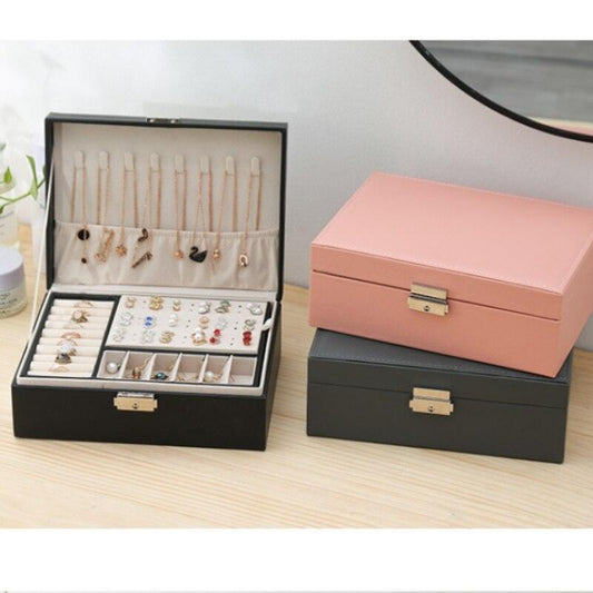 Double Layer Storage Box - Leather Jewelry Box