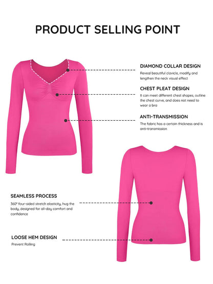 Seamless Diamond Neck Bust Support Waist And Tummy Control Shaping Top