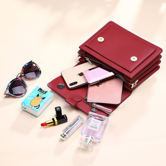Small Genuine Leather Handbags Casual Square Shape Handbag