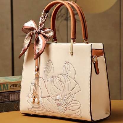 Spring Elegant Graceful Mother Chinese Embroidery Large Capacity Office Handbag