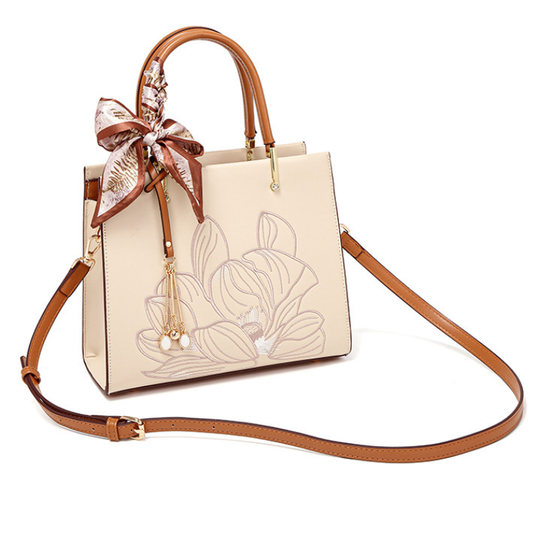 Spring Elegant Graceful Mother Chinese Embroidery Large Capacity Office Handbag