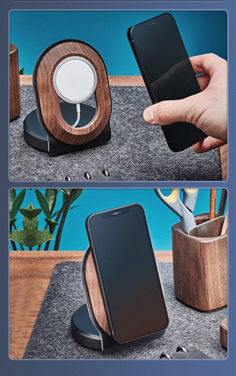 Wooden Desk Magnetic Charger - Wireless Charging Stand For Magsafe