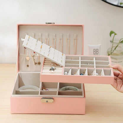 Double Layer Storage Box - Leather Jewelry Box