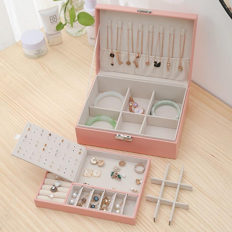 Double Layer Storage Box - Leather Jewelry Box