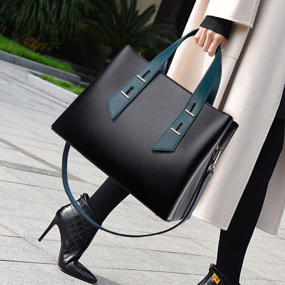 Simple Large Capacity Cross Body Soft Leather Handbag