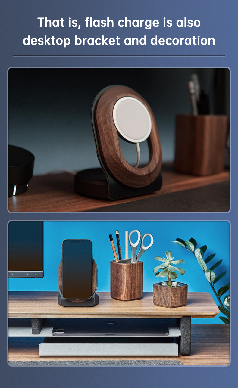 Wooden Desk Magnetic Charger - Wireless Charging Stand For Magsafe