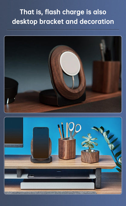 Wooden Desk Magnetic Charger - Wireless Charging Stand For Magsafe