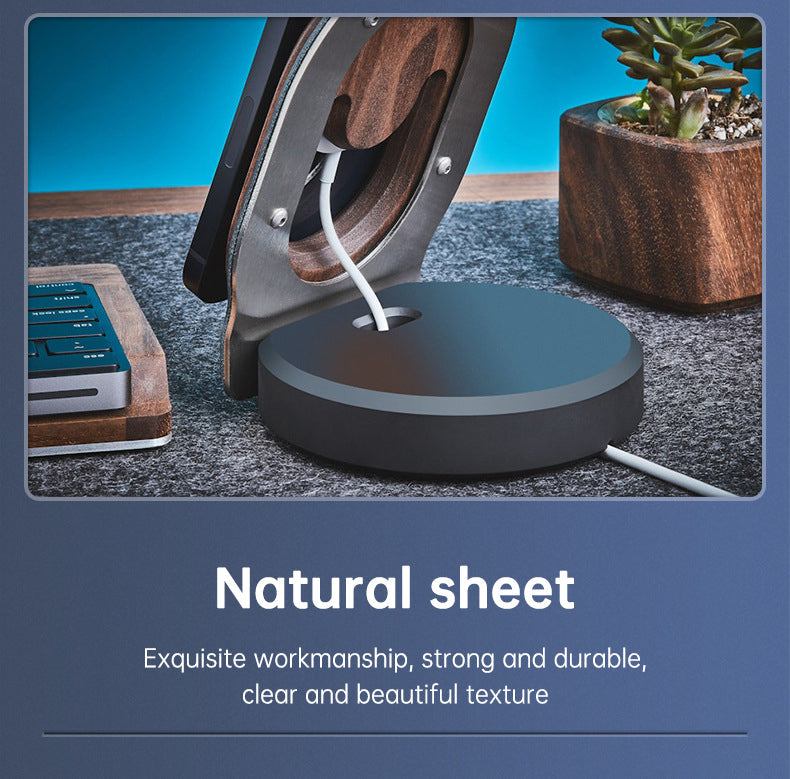 Wooden Desk Magnetic Charger - Wireless Charging Stand For Magsafe