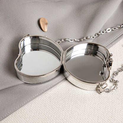 Elegant Mini Double Sided Rhinestone Purse – Heart Shaped Acrylic Mirror Handbag