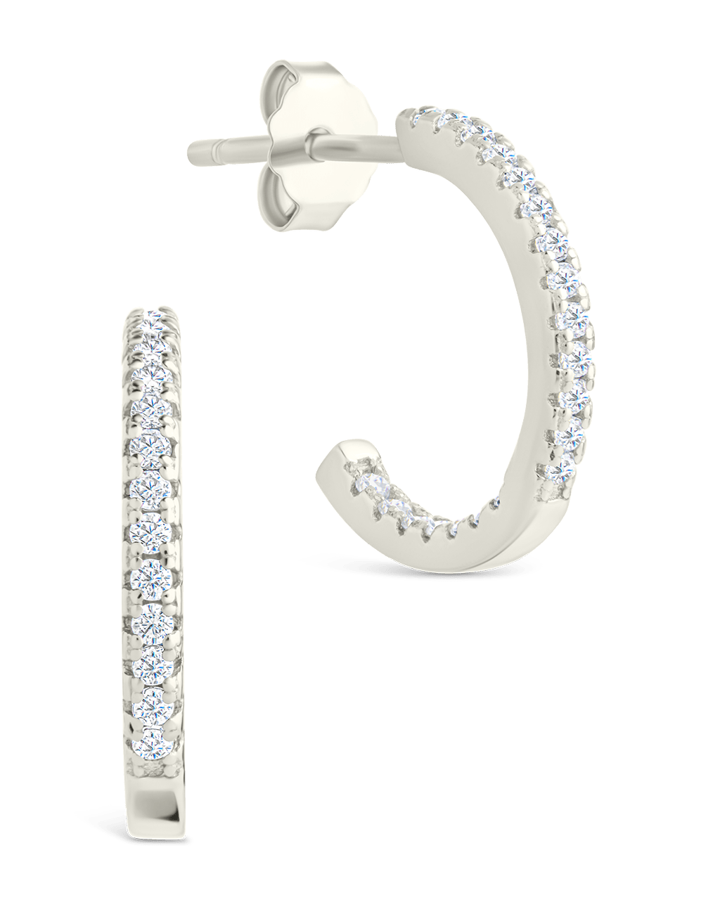 Sterling Silver Thin Bezel Statement Hoops