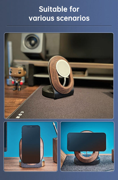 Wooden Desk Magnetic Charger - Wireless Charging Stand For Magsafe