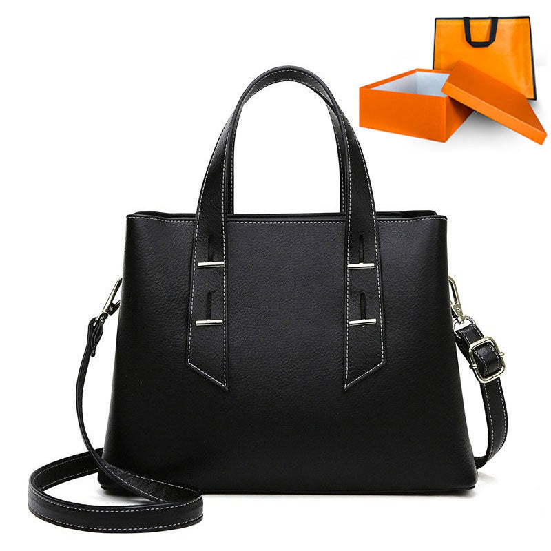 Simple Large Capacity Cross Body Soft Leather Handbag