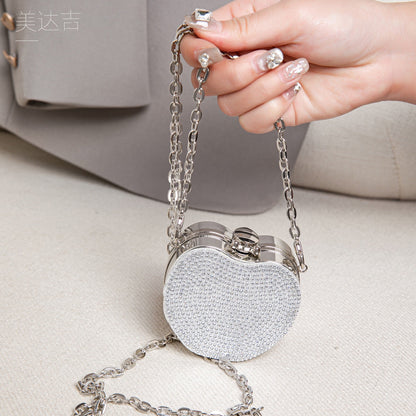 Elegant Mini Double Sided Rhinestone Purse – Heart Shaped Acrylic Mirror Handbag