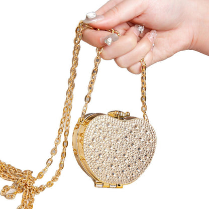 Elegant Mini Double Sided Rhinestone Purse – Heart Shaped Acrylic Mirror Handbag