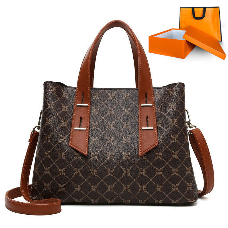 Simple Large Capacity Cross Body Soft Leather Handbag