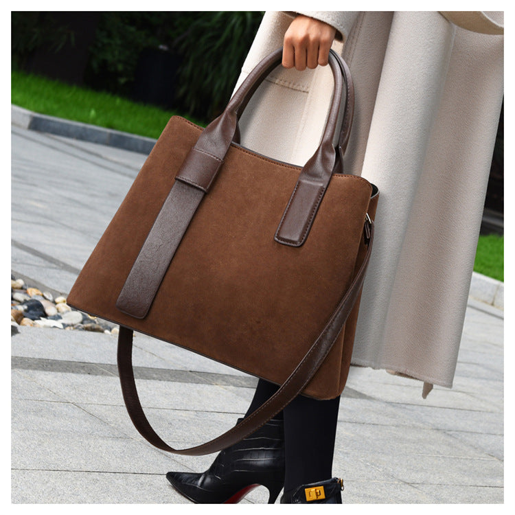 Handbags Autumn Winter Frosted Large Capacity Simple Office Soft Leather Handbag