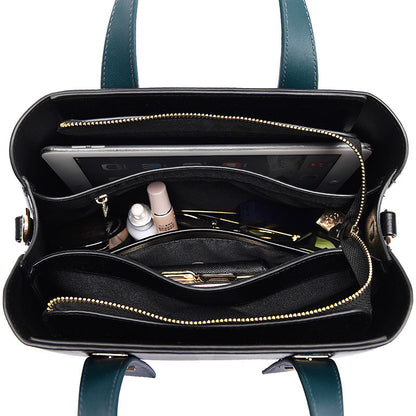 Simple Large Capacity Cross Body Soft Leather Handbag