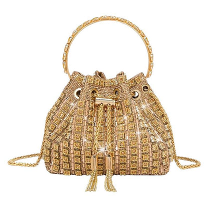 Dinner Refined Rhinestone Chain Simple Fully Jewelled Bucket Bags