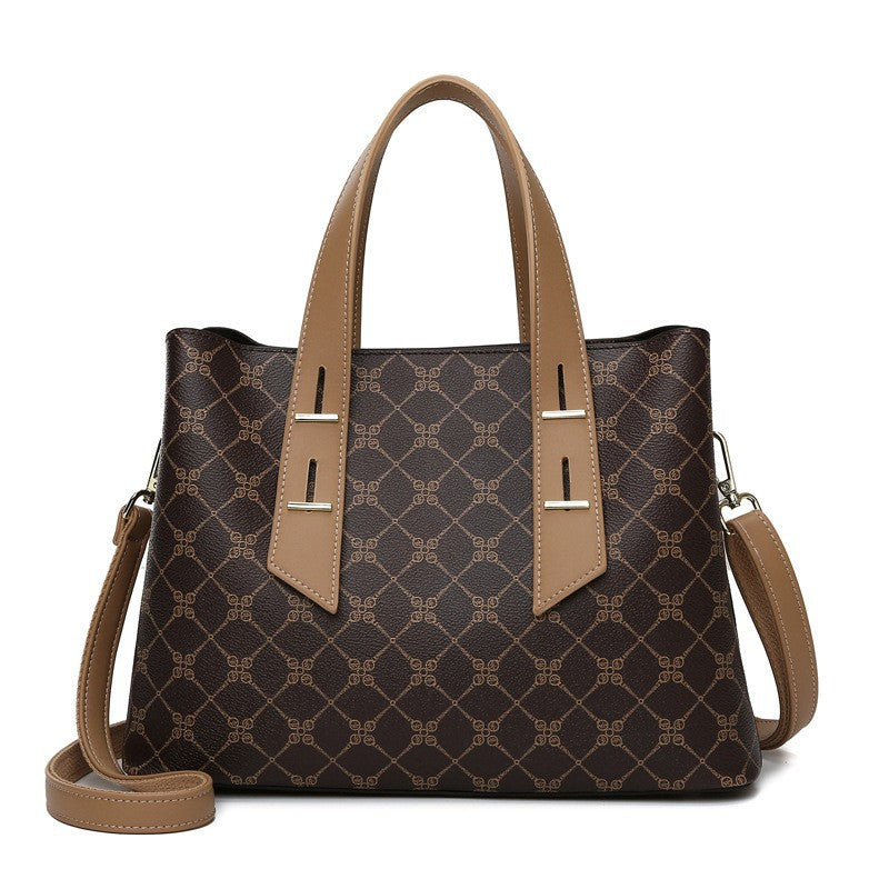 Simple Large Capacity Cross Body Soft Leather Handbag