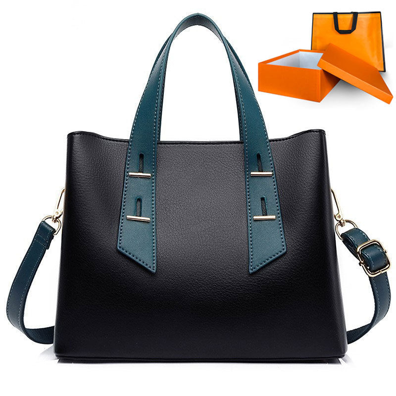 Simple Large Capacity Cross Body Soft Leather Handbag
