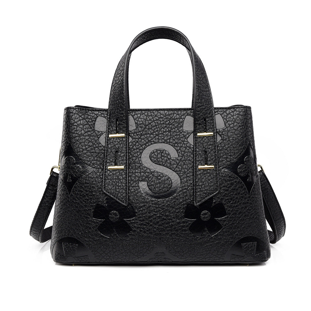 Simple Large Capacity Cross Body Soft Leather Handbag