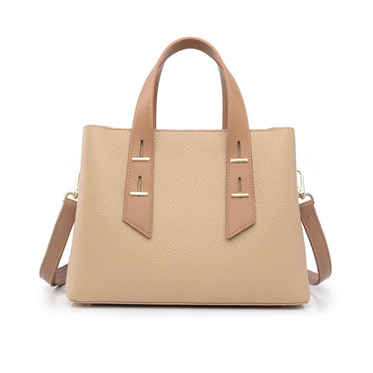 Simple Large Capacity Cross Body Soft Leather Handbag
