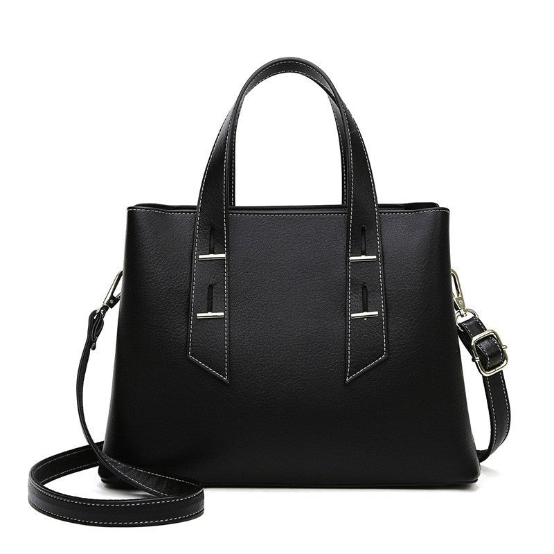 Simple Large Capacity Cross Body Soft Leather Handbag