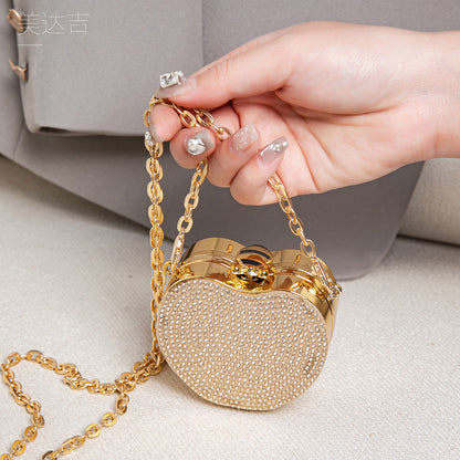 Elegant Mini Double Sided Rhinestone Purse – Heart Shaped Acrylic Mirror Handbag