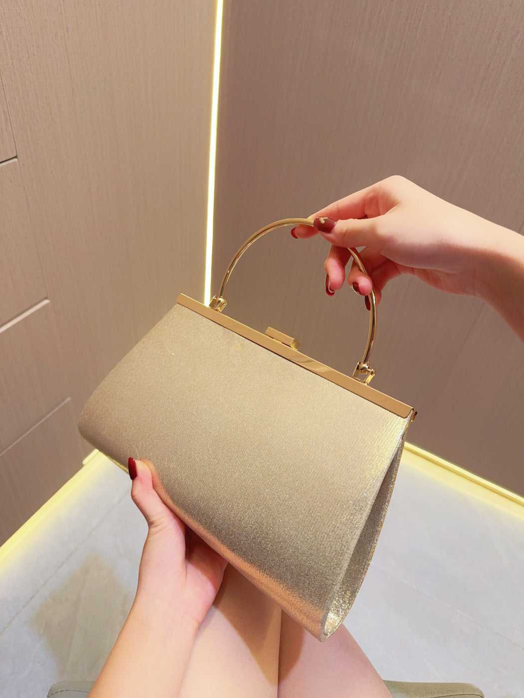 Evening Wedding Clutch Dress Pleated Skew Dinner Party Party Diamond Set Banquet