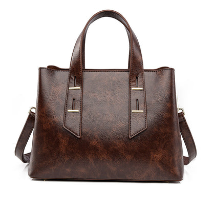 Simple Large Capacity Cross Body Soft Leather Handbag