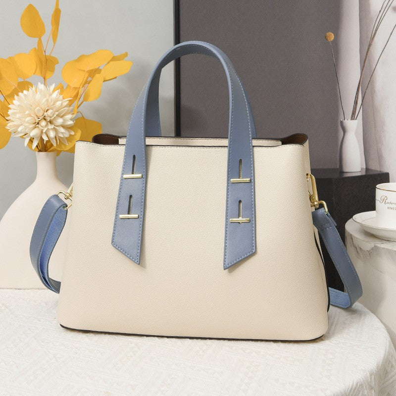 Simple Large Capacity Cross Body Soft Leather Handbag