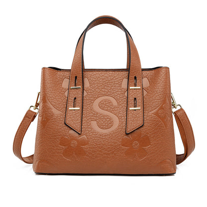 Simple Large Capacity Cross Body Soft Leather Handbag