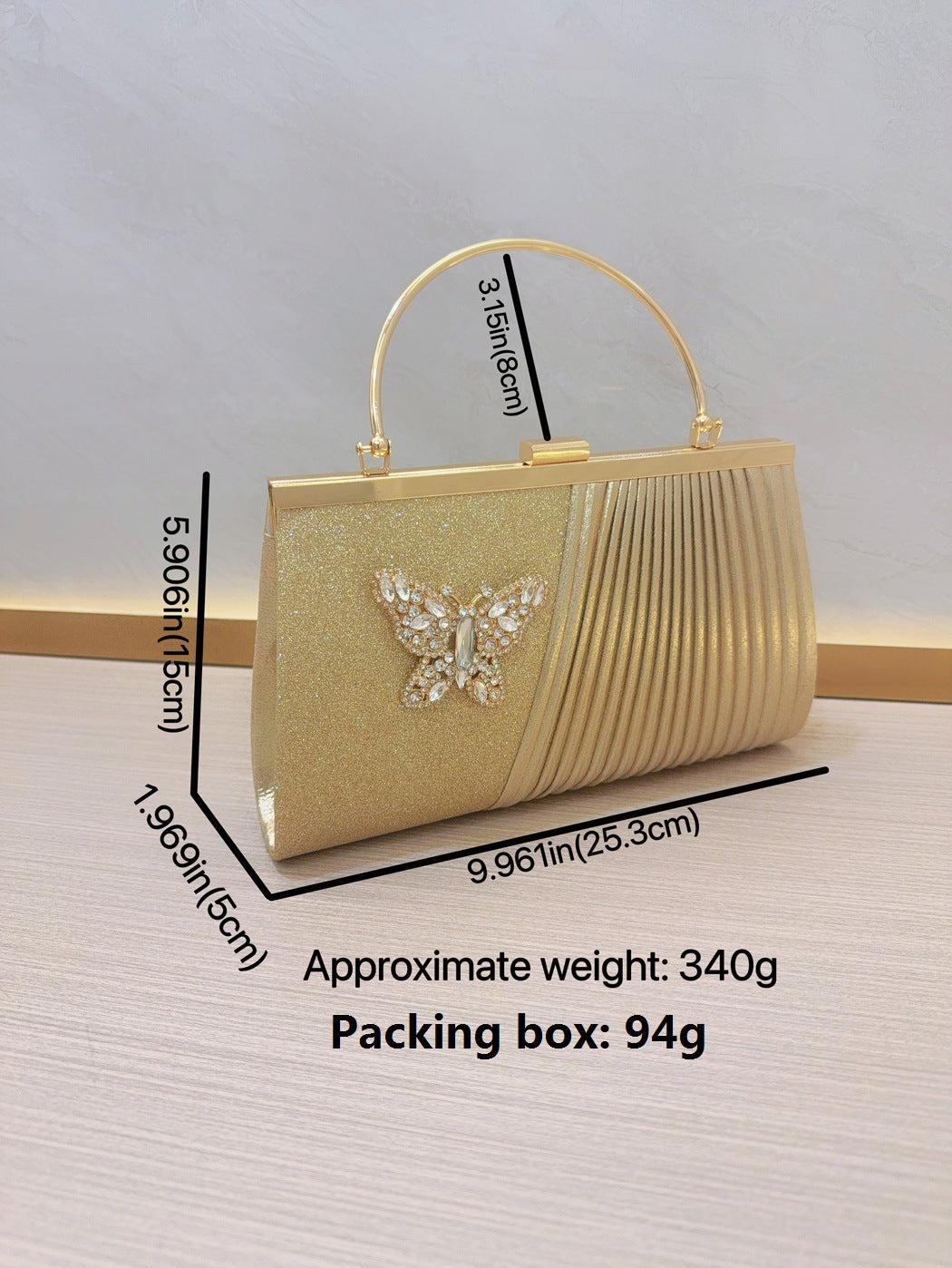 Evening Wedding Clutch Dress Pleated Skew Dinner Party Party Diamond Set Banquet