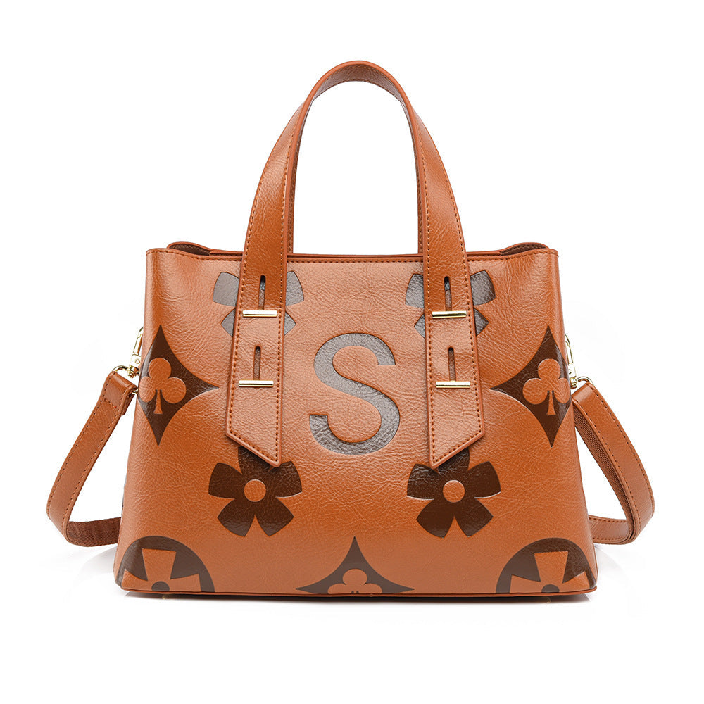 Simple Large Capacity Cross Body Soft Leather Handbag