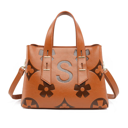 Simple Large Capacity Cross Body Soft Leather Handbag