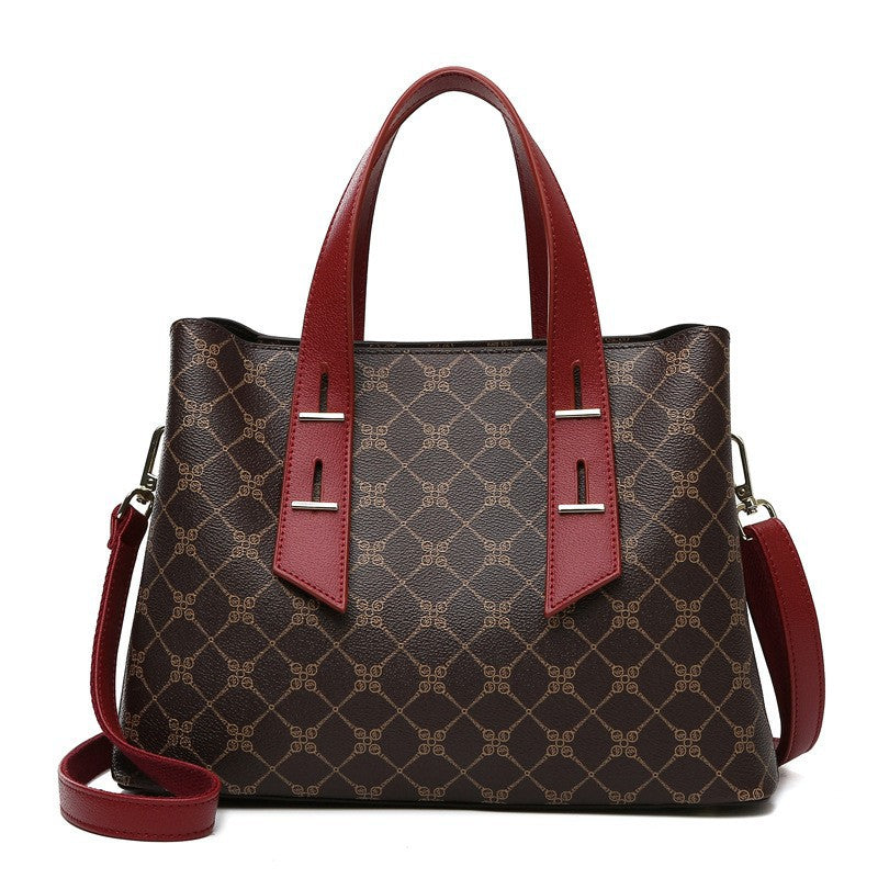 Simple Large Capacity Cross Body Soft Leather Handbag