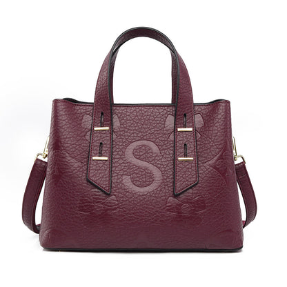 Simple Large Capacity Cross Body Soft Leather Handbag