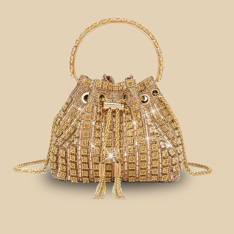 Dinner Refined Rhinestone Chain Simple Fully Jewelled Bucket Bags