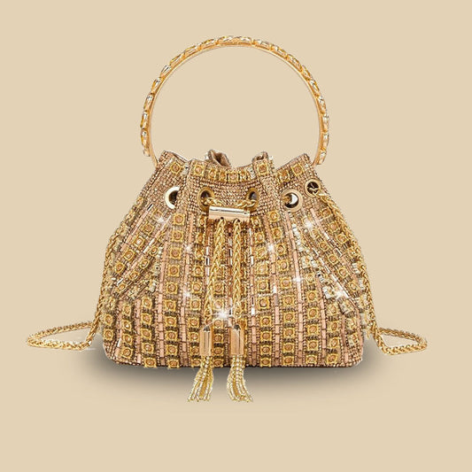 Dinner Refined Rhinestone Chain Simple Fully Jewelled Bucket Bags