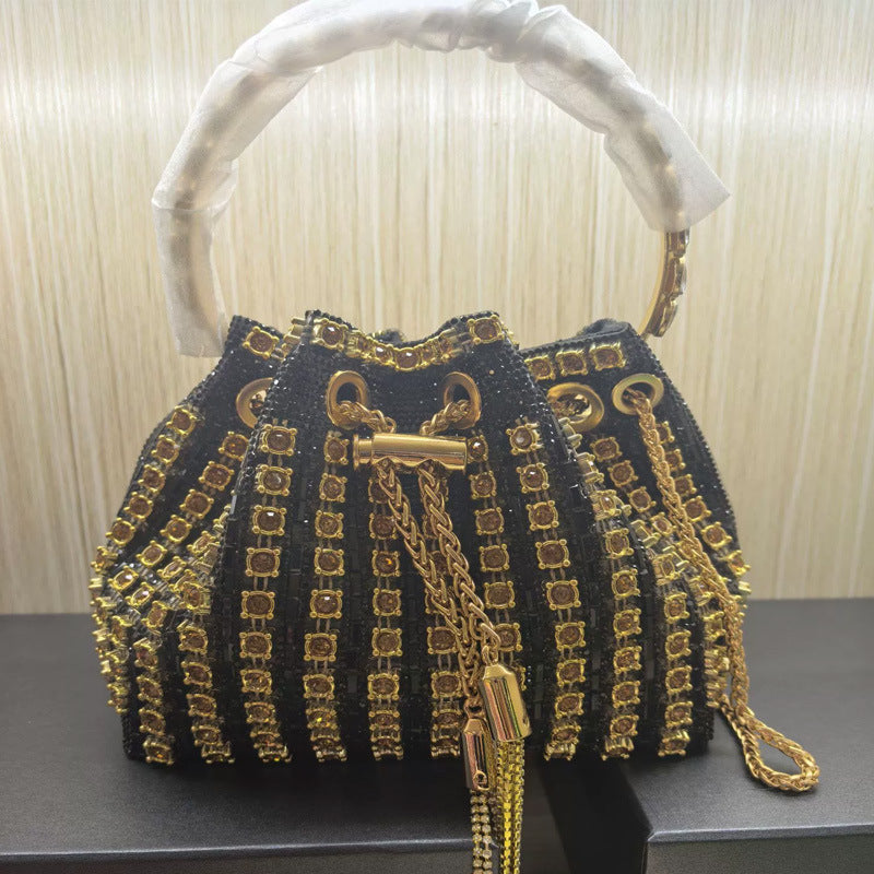 Dinner Refined Rhinestone Chain Simple Fully Jewelled Bucket Bags