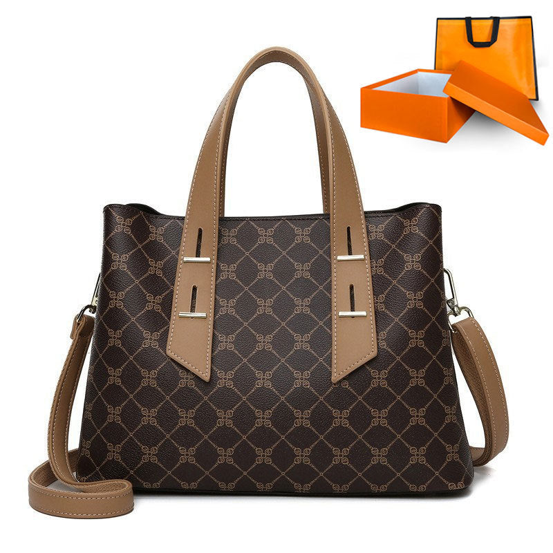 Simple Large Capacity Cross Body Soft Leather Handbag