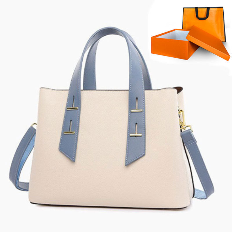 Simple Large Capacity Cross Body Soft Leather Handbag