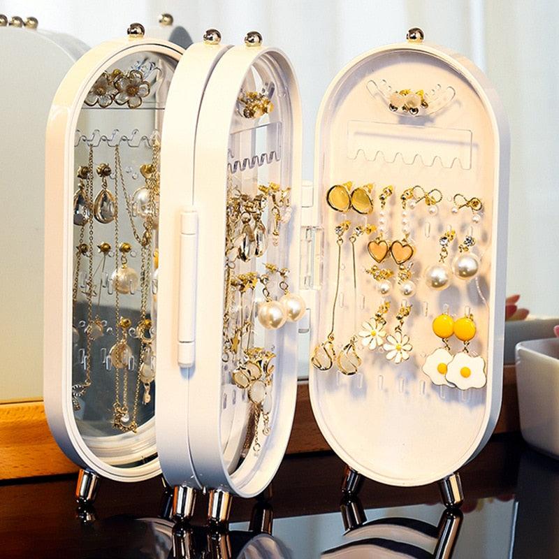 Desktop Jewelry Storage Box Multilayer - Dust proof Holder Case for Women Jewelry Organizer