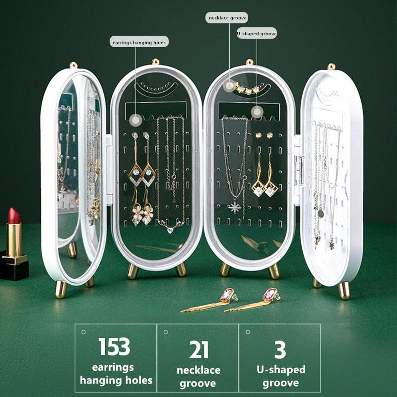 Desktop Jewelry Storage Box Multilayer - Dust proof Holder Case for Women Jewelry Organizer