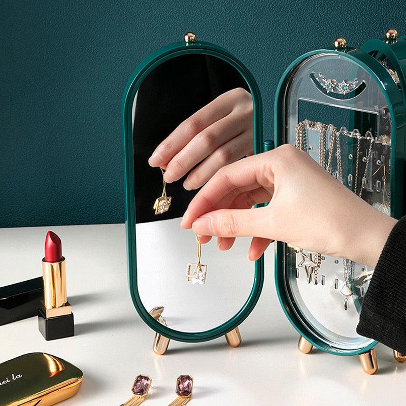 Desktop Jewelry Storage Box Multilayer - Dust proof Holder Case for Women Jewelry Organizer
