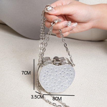 Elegant Mini Double Sided Rhinestone Purse – Heart Shaped Acrylic Mirror Handbag