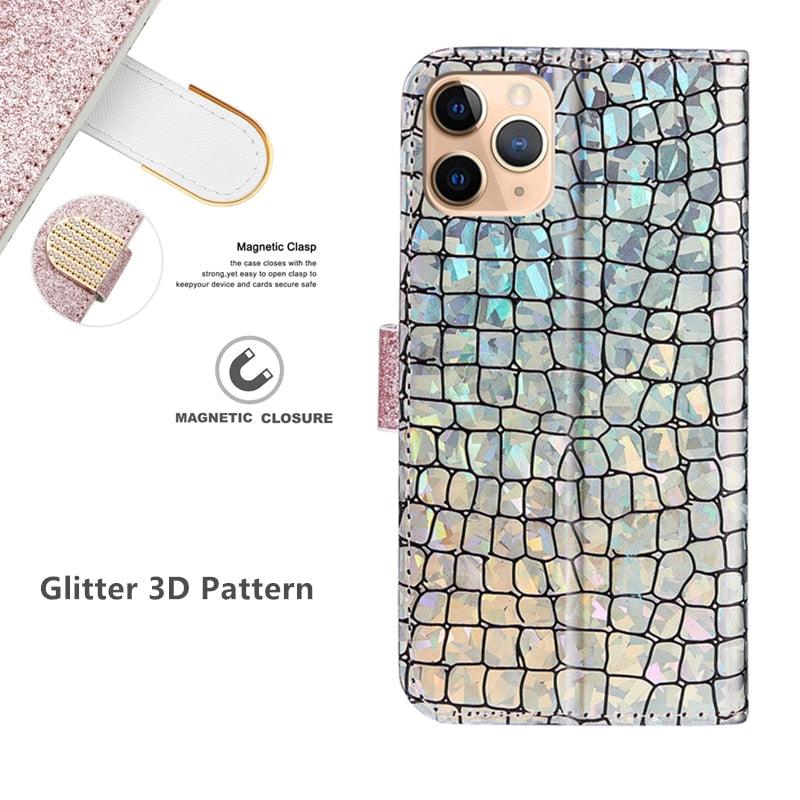 Glitter Leather Case Cover For iPhone